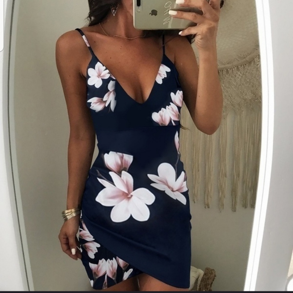 Sexy Casual Navy Floral Dress
